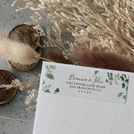 Etiqueta Retorno de Folhagem Verde do Script de Caligrafia