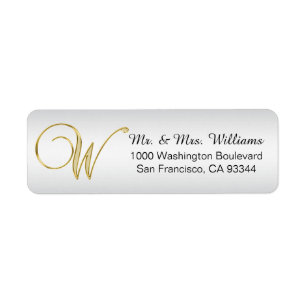 Etiqueta Retorno Dourado de prata elegante da letra "W" do