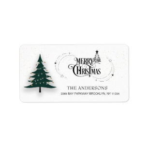 Etiqueta Retorno Mínimo da Árvore de Natal Merry Elegante