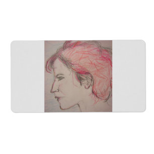 Etiqueta retrato da menina do foguete