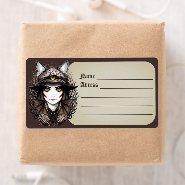 Etiqueta Retrato de bruxas e bonitinho de Halloween (Insitu)