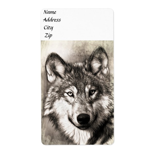 Etiqueta Retrato de lobo (Frente)