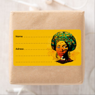 Etiqueta Retrato de Mulher Africana com Sunset
