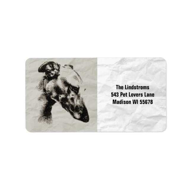 Etiqueta Retrato Elegante de Greyhound em Sepia (Frente)