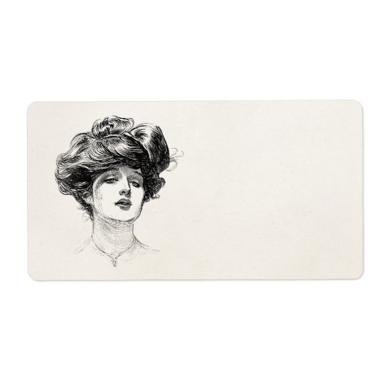 Etiqueta Retrato retro da mulher de Edwardian da menina de