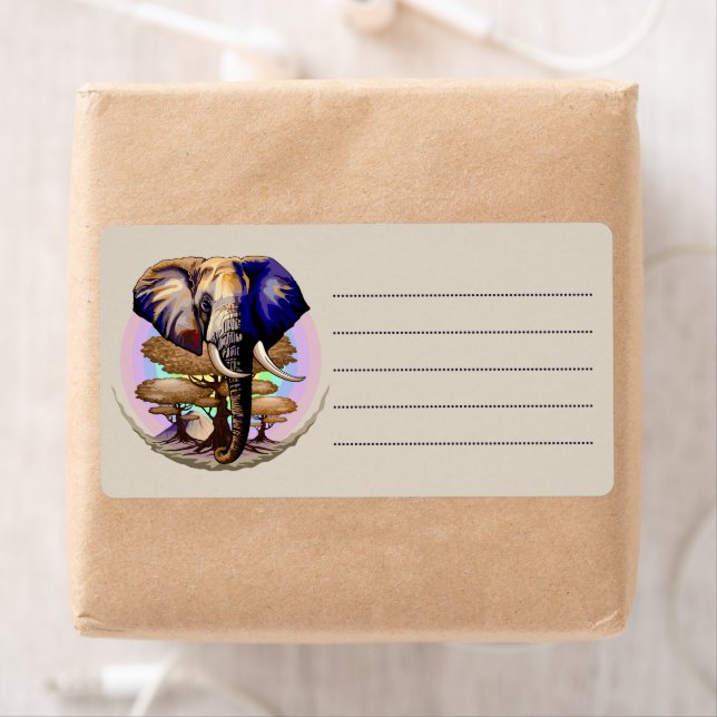 Etiqueta Retrato Surreal do Elefante Africano (Insitu)