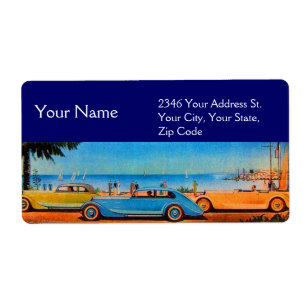 Etiqueta RETRO CARROS - reparo automático automóvel, azul