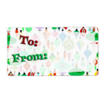 Etiqueta Retro Christmas To From Labels<br><div class="desc">It’s the most wonderful time so why not celebrate with this vintage style retro ornaments Christmas label? It’s full of Funky Vintage Christmas style and it makes a unique statement.</div>