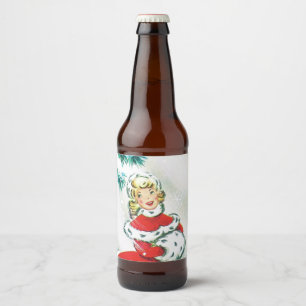 Etiqueta retro da senhora feriado do natal vintage