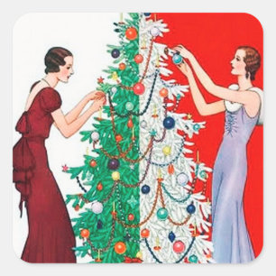 Etiqueta retro do natal vintage do art deco