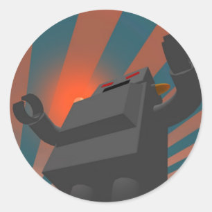 Etiqueta retro do robô 4 do estilo