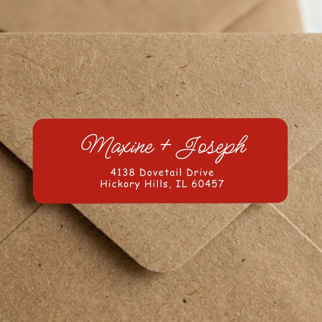 Etiqueta Retro Endereço de Devolução de Casamento Vermelho  (Retro red and white wedding return address label adds a charming touch to wedding mail.)