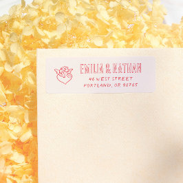 Etiqueta Retro Hand Drawn Cupid Wedding Return Address