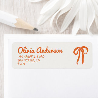 Etiqueta Retro Hand Drawn Written Orange Bow Baby Shower