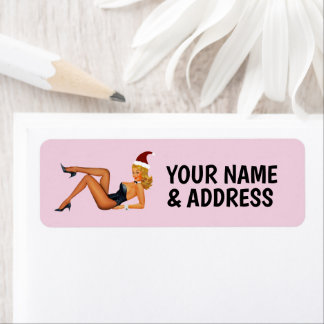 ETIQUETA RETRO PINUP GIRL CHRISTMAS RETURN ADDRESS LABELS