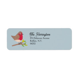 Etiqueta Retro Robin Vintage Dusty Blue Return Address