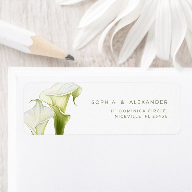 Etiqueta Return Address Label Calla Lilies Wedding. (Insitu)