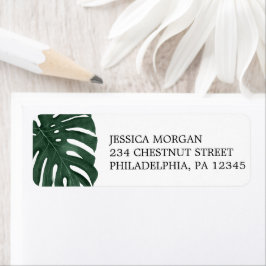 Etiqueta Return Address Label Tropical Monstera