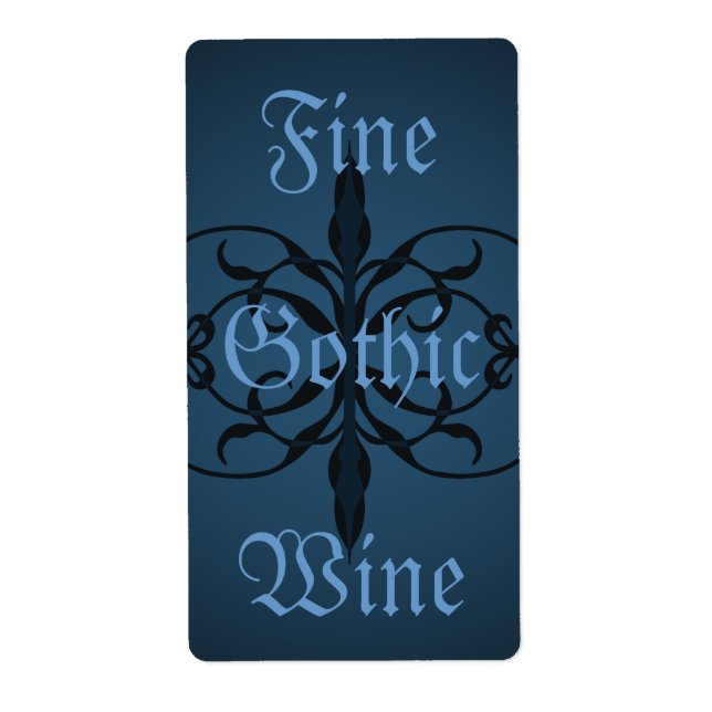 Etiqueta Rico azul Gótica longa garrafa apta a personalizar (Frente)