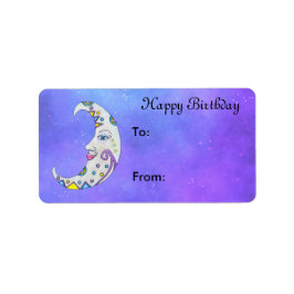 Etiqueta Rico Crescente Branco Lua Bonito Rosto Puro Céu