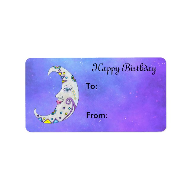 Etiqueta Rico Crescente Branco Lua Bonito Rosto Puro Céu (Frente)