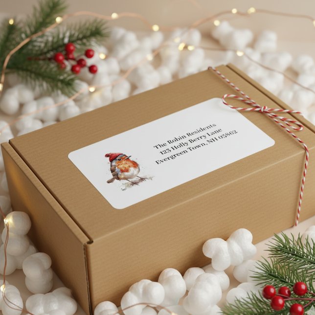 Etiqueta Robin de Natal Clássico, personalizado  (Criador carregado)