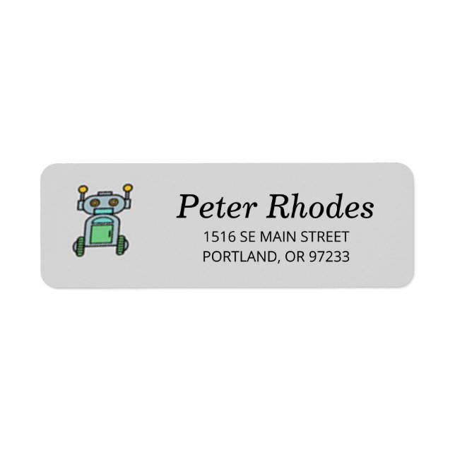 Etiqueta Robô sobre rodas em cinza (Frente)