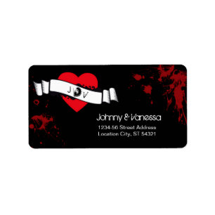 Etiqueta Rock & Roll Grungy Heart Music Themed Weding