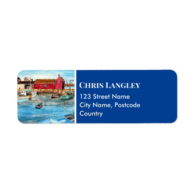 Etiqueta Rockport Harbor Massachusetts New England EUA (Frente)