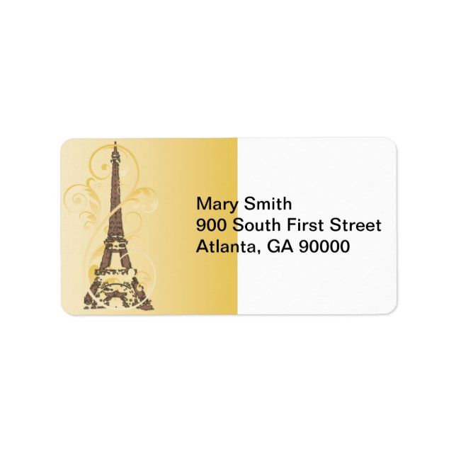 Etiqueta Rolamentos de ouro e Torre Eiffel (Frente)
