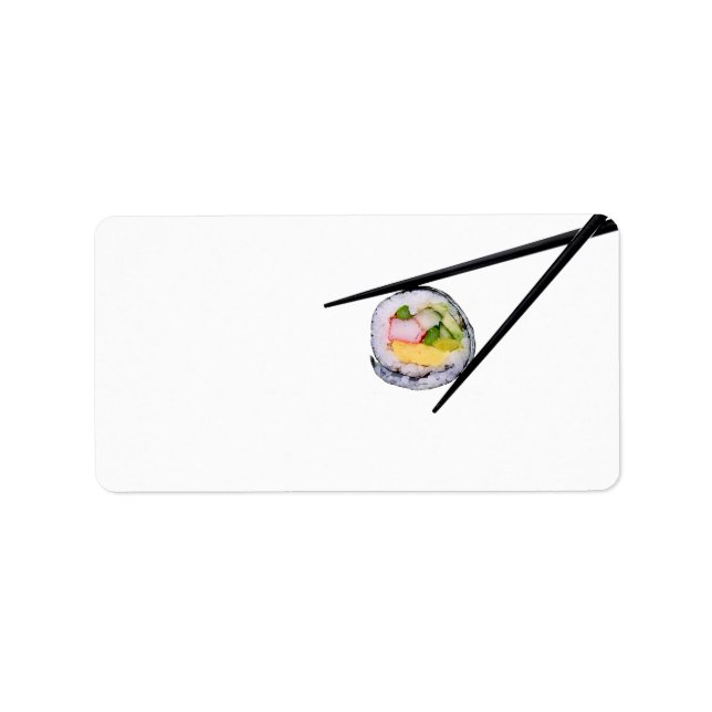 Etiqueta Roll & Chopsticks Sushi - Modelo personalizado (Frente)