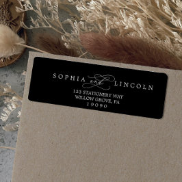 Etiqueta Romantic Calligraphy Black Return Address Label