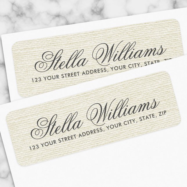 Etiqueta Romantic ivory linen calligraphy script address (Criador carregado)