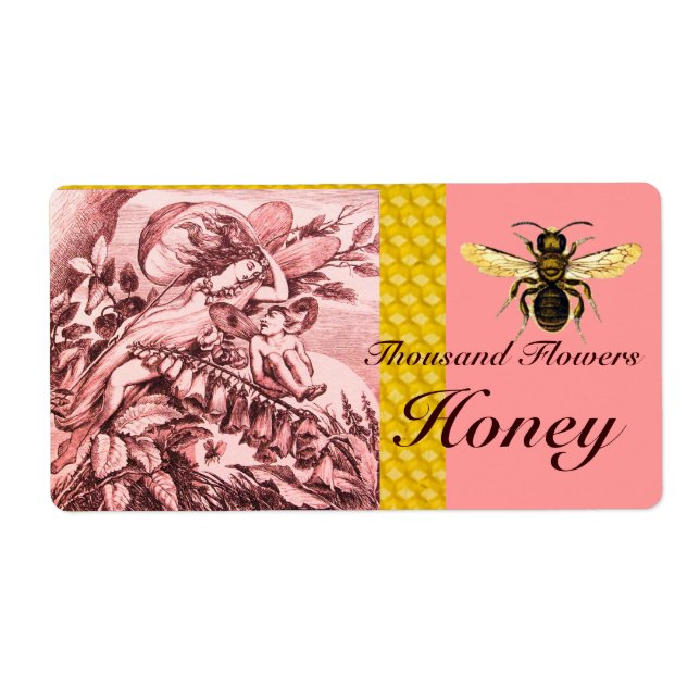 ETIQUETA ROMANTIC SPRING FLOWER FAIRIES HONEY BEE,BEEKEEPER (Frente)