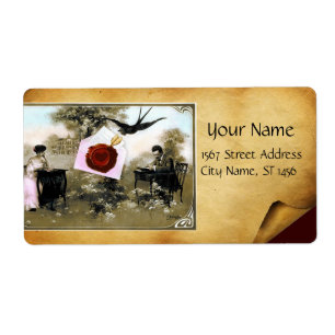 ETIQUETA ROMANTIC VALENTINE LETTER ,RED WAX SEAL MONOGRAM