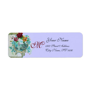 ETIQUETA ROMANTICA/BLUE FLORAL BEACH CASAMENTO MONOGRAMA