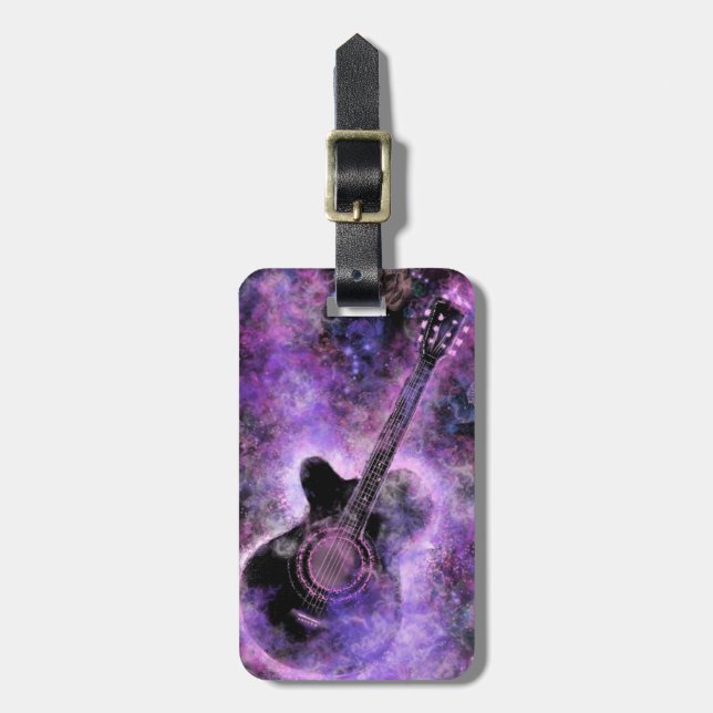 Etiqueta Romântica de Bagagem de Música de Violão (Frente Vertical)