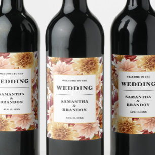Etiqueta Romântica De Vinho De Casamento Floral