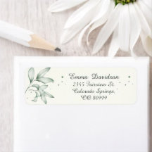 Romântica verde esmaecido folhas Devolver rótulos 