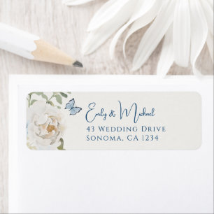 Etiqueta Romântico Dusty Blue Bem-vindo Casamento Floral