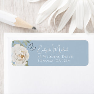 Etiqueta Romântico Dusty Blue Bem-vindo Casamento Floral