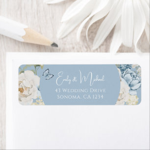 Etiqueta Romântico Dusty Blue Bem-vindo Casamento Floral