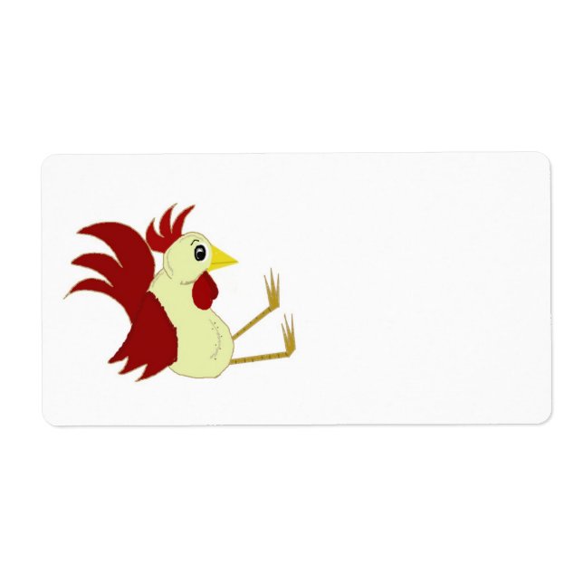 Etiqueta Rooster de Cartoon Engraçado (Frente)