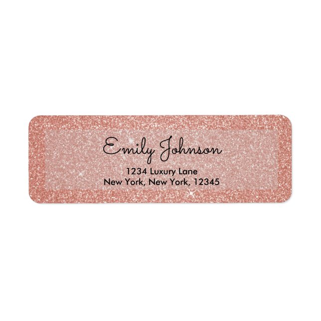 Etiqueta Rosa Bege Glitter Dourado Casamento (Frente)