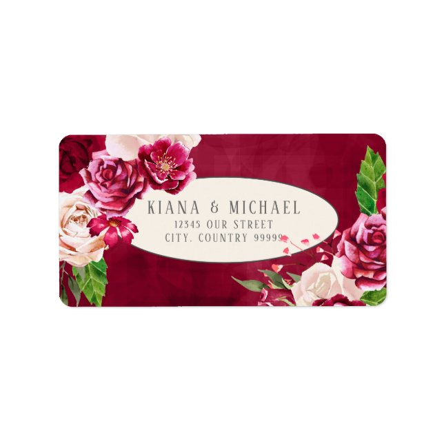 Etiqueta Rosa Burgundy/Cream Wedding ID584 (Frente)
