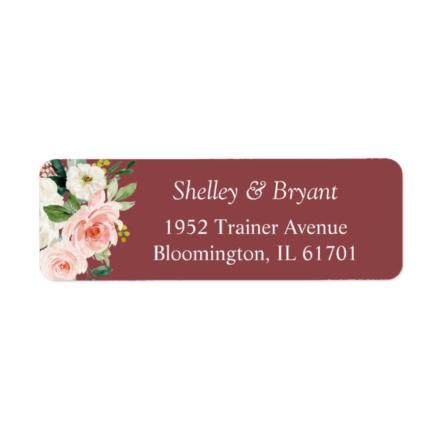 Etiqueta Rosa Canela Bege Rosa Floral Aquarela (Frente)