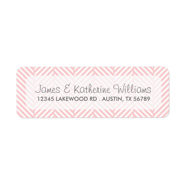 Etiqueta Rosa claro Herringbone Modern Wedding (Frente)