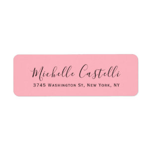 Etiqueta Rosa Claro Profissional Caligrafia Clássica Única