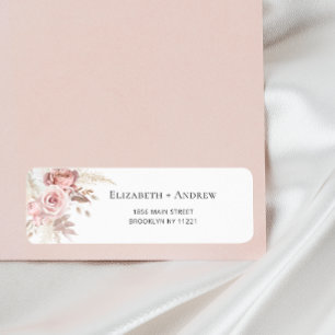 Etiqueta Rosa Corado Rosa Empoeirada Floral Endereço de Ret