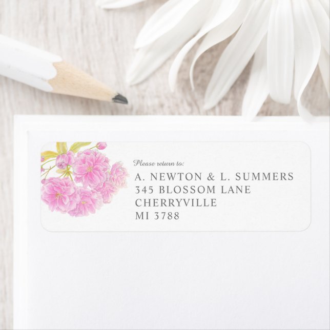 Etiqueta Rosa de casamento com flores de água personalizada (Insitu)